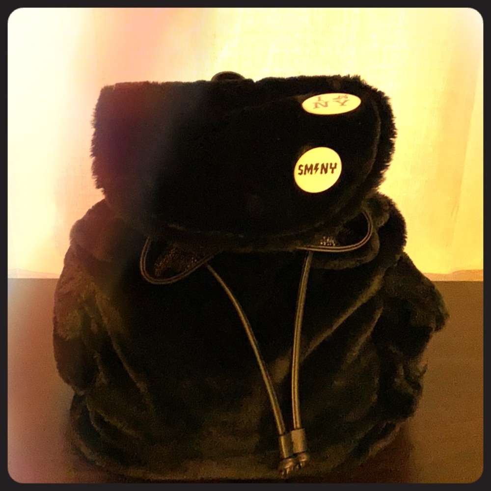Mink fur backpack